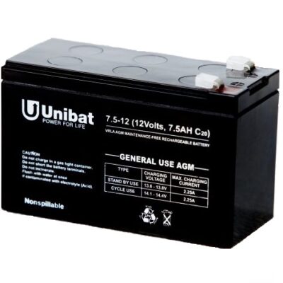 ΜΠΑΤΑΡΙΑ (VRLA) UNIBATPOWER FOR LIFE 12V 7.5AH ΜΠΑΤΑΡΙΑ (VRLA) UNIBATPOWER FOR LIFE 12V 7.5AH