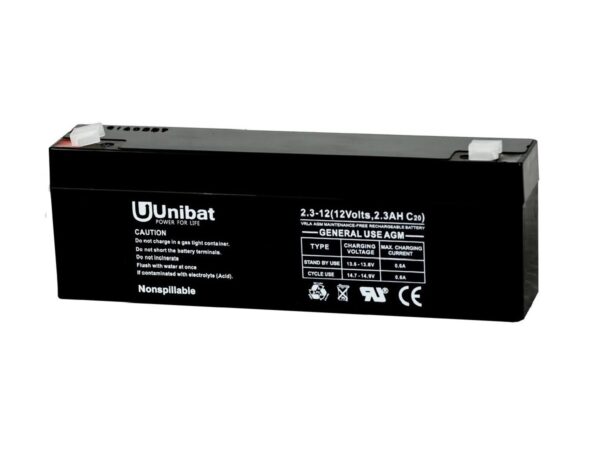 Battery (VRLA) UNIBATPOWER FOR LIFE 12V 2.3AH Sealed Batteries AGM-12V GU
