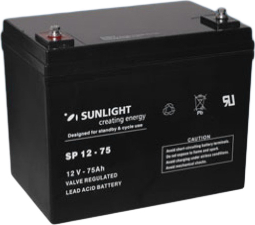 Sunlight SPB12-75 VRLA – AGM  12V 75Ah Sealed Batteries AGM-12V GU