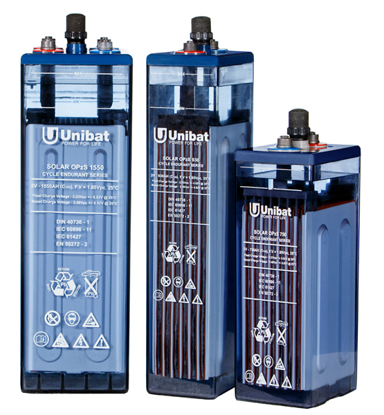 Μπαταρία Φωτοβολταϊκών βαθειάς εκφόρτισης με υγρά UNIBAT SOLAR OPzS 930 Στοιχεία Μπαταριών Ανοιχτού Τύπου 2V OPzS