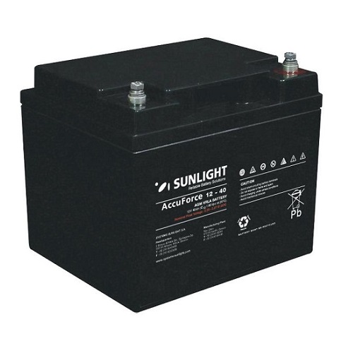 Solar Battery  AGM maintenance free SunLight AccuForce 12V – 40 Ah Sealed Batteries AGM-12V GU
