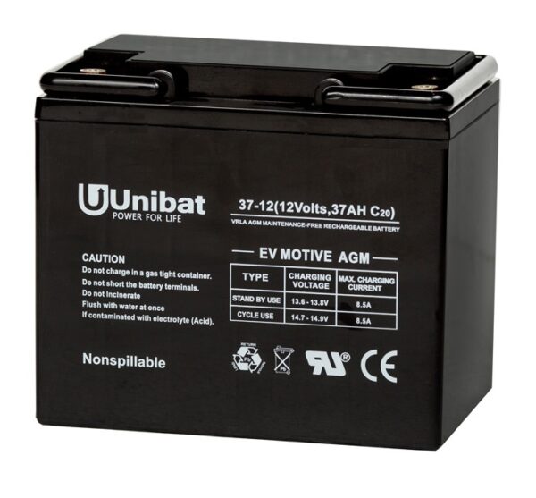 Battery (AGM-EV MOTIVE) UNIBATPOWER FOR LIFE 12V 37AH Electric Vehicle Batteries