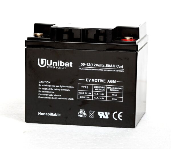 Battery (AGM-EV MOTIVE) UNIBATPOWER FOR LIFE 12V 50AH Electric Vehicle Batteries