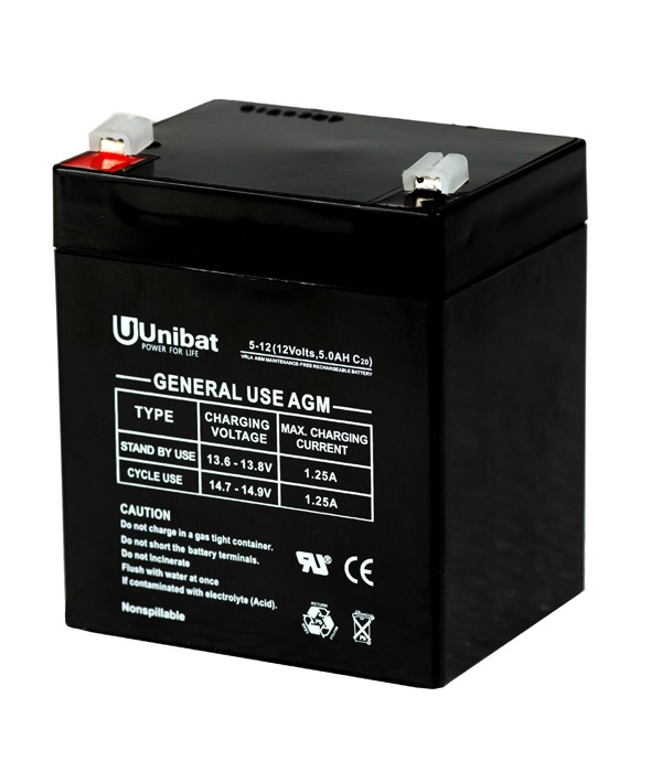 Battery (VRLA) UNIBATPOWER FOR LIFE 12V 5AH Sealed Batteries AGM-12V GU