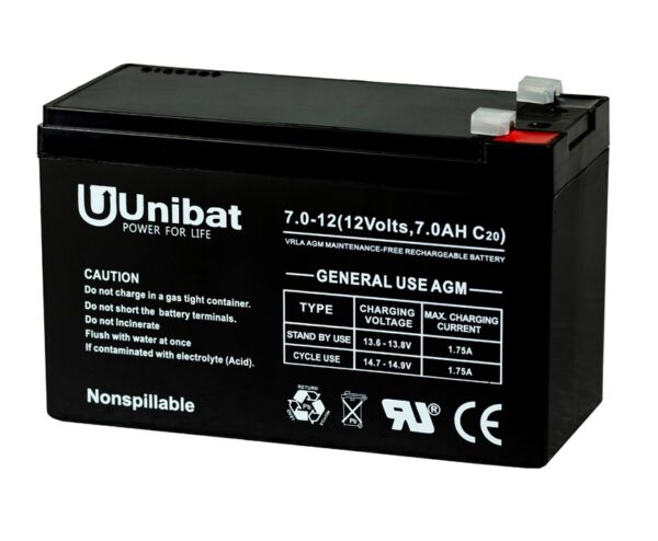 ΜΠΑΤΑΡΙΑ (VRLA) UNIBATPOWER FOR LIFE 12V 7.0AH Μπαταρίες Κλειστού Τύπου AGM Γενικής Χρήσης