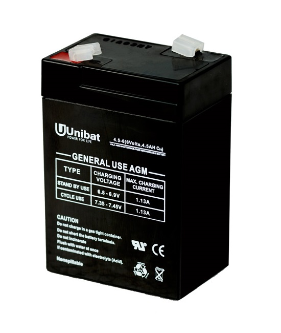 Battery (VRLA) UNIBATPOWER FOR LIFE 6V 4,5AH Sealed Batteries AGM-12V GU