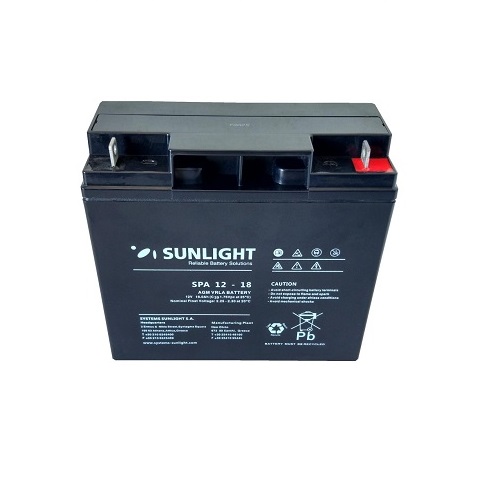 Solar Battery  AGM maintenance free SunLight SPA 18 Ah  12V Sealed Batteries AGM-12V GU