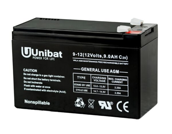 Battery (VRLA) UNIBATPOWER FOR LIFE 12V 9.0AH Sealed Batteries AGM-12V GU