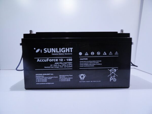 Solar Battery  AGM maintenance free SunLight AccuForce 12V – 150Ah Sealed Batteries AGM-12V GU 2