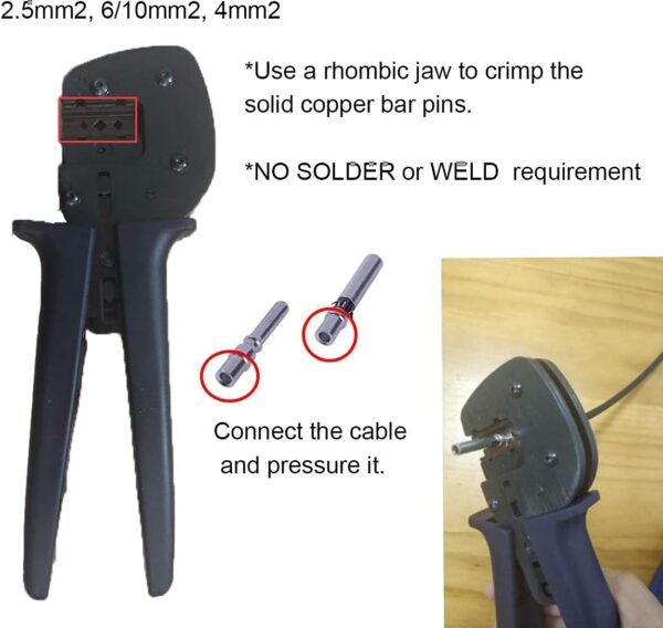 Solar PV Connector Hand Crimping Tool for 2.5/4/6/10mm2 Solar Panel PV Cable Cables - Accessories for PA 2